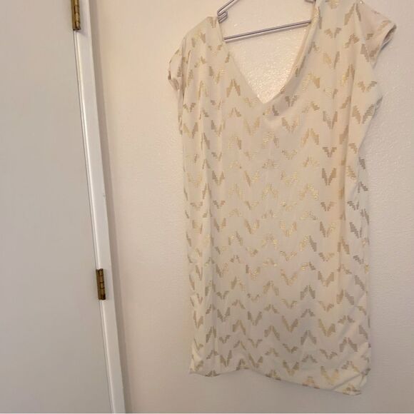 Rachel Roy white ivory gold v neck sleeveless formal dress shower wedding XL - Picture 2 of 12